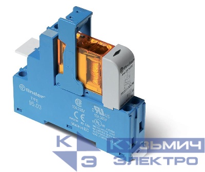 Модуль интерфейсный (сборка 40.31.8.230.0000 + 99.02.0.230.98 + 95.03SMA) электромеханич. реле 1CO 10А AgNi 230В AC IP20 винт. клеммы металлич. клипса LED + варистор FINDER 483182300060SMA