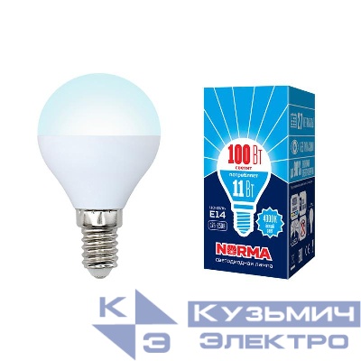 Лампа светодиодная LED-G45-11W/NW/E14/FR/NR Norma 11Вт матовая E14 (упак. картон) Volpe UL-00003831