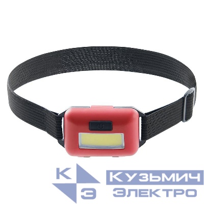 Фонарь налобный светодиодный работающий от батареек 3хAAA 2Вт COB IP44 пластик TH2308 FERON 41712