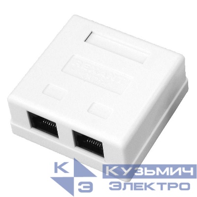 Розетка компьютерная 2-м ОП RJ45 кат.5E UTP неэкранир. бел. Rexant 03-0151