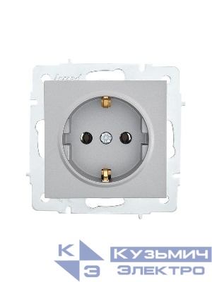 Розетка 1-м СП Vesna с заземл. ПБТ механизм платина LEZARD 742-3588-122B