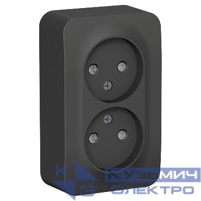 Розетка 2-м ОП Blanca 16А IP20 250В без заземл. защ. шторки с изолир. пластиной антрацит SE BLNRA001216
