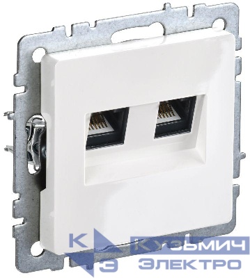 Розетка компьютерная двойн. СП RJ45 кат.6 BRITE РК11-2-БрБ механизм бел. IEK BR-K20-2-K01