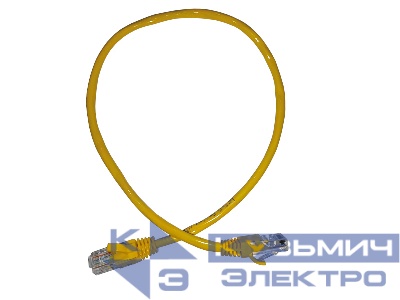 Патч-корд UTP4 cat 5e, 0,5м, ВС, LSZH, желтый, литой коннектор NETKO Optima