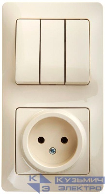 Блок комбинированный Glossa (розетка + 3-кл. выкл.) беж. SE GSL000276