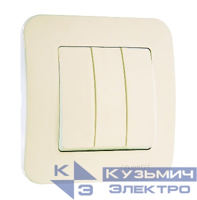Выключатель 3-кл. СП Lillium N 10А IP20 крем. Makel 55291