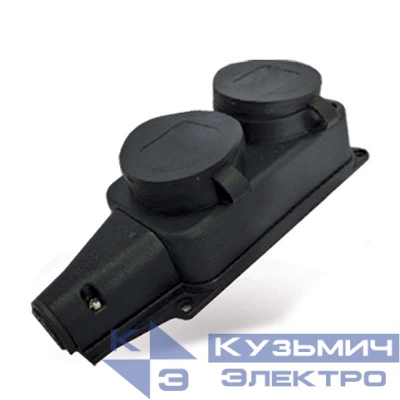 Колодка удлинителя 2-м 1ф с заглушками каучук UNIVersal 1027