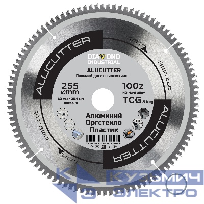 Diamond Industrial Диск пильный по алюминию, пластику 255x30/25,4 мм Z=100 TCG AluCutter Diamond Industrial