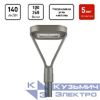 Светильник светодиодный SPP-505-0-50K-050 50Вт 5000К IP65 6000лм КСС Д садово-парковый сер. Эра Б0062718