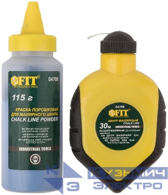 Шнур малярный отбойный ABS пластиковый прорезиненный корпус 30м+краска разметочная 115г FIT 04708
