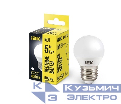 Лампа светодиодная G45 5Вт шар 4000К нейтр. бел. E27 450лм 230-240В IEK LLE-G45-5-230-40-E27