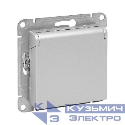 Розетка СП Эпика 16А IP44 с заземл. защ. шторки с крышкой механизм алюм. EKF UP1-SOA-111-44