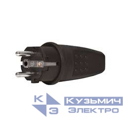 Вилка электрическая прямая однофазная 16А 250В IP44 с заземл. каучук (еврослот) UNIVersal 602227