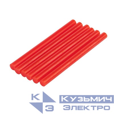 Стержень клеевой d7мм L100мм красн. (блист.6шт) Rexant 09-1019