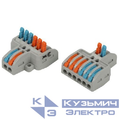 Клемма проходная разветвительная 222-4126 2/6 полюсов 0.08-2.5/4кв.мм с рычагами NO-225-407 (уп.15шт) Эра Б0067952