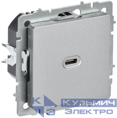 Розетка СП BRITE РЮ12-1-БрА USB C 65Вт высокоскор. заряд. алюм. IEK BR-U13-065-K47