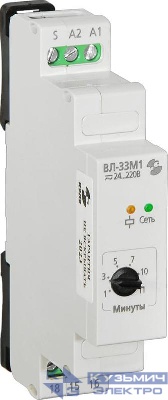 Реле времени лестничный выключатель ВЛ-33М1 УХЛ4 24-220В 50Гц/пост. 1-10мин задержка откл. ток контактов исполнит. реле 16А 1перекл. Реле и Автоматика A8223-80108462