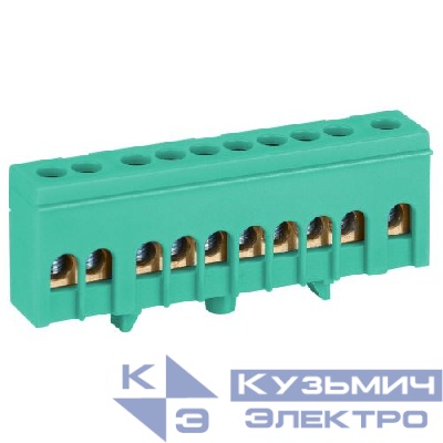 Шина PE земля в изолированном корпусе на DIN-рейку ШНИ-6х9-10-Д зел. NO-224-103 Эра Б0062938