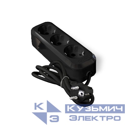 Удлинитель 3х3м с заземл. 16А IP20 Е-303 ПВС 3х1 АБС-пластик черн. UNIVersal 2181