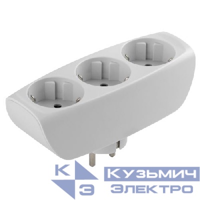 Разветвитель 3-м с заземл. 16А IP20 SP-3e-W защ. шторки бел. Эра C0045529