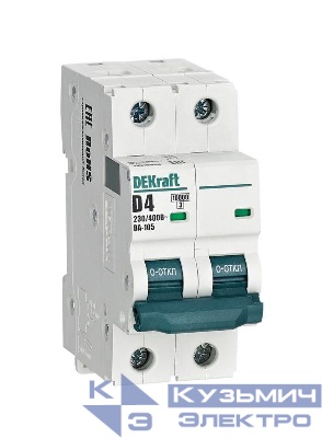 Выключатель автоматический модульный 2п D 4А 10кА ВА-105 DEKraft 13210DEK