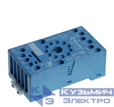 Розетка с винт. клеммами (с зажимной клетью) для реле 60.12 таймера 88.12 модули 99.01 в комплекте металлич. клипса 090.33 син. FINDER 9020SMA