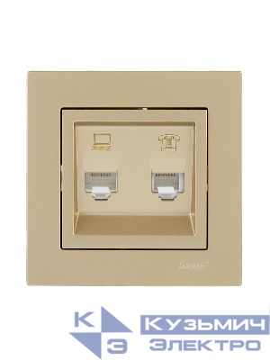 Розетка компьютер+телефон VESNA зол. LEZARD 742-3688-143