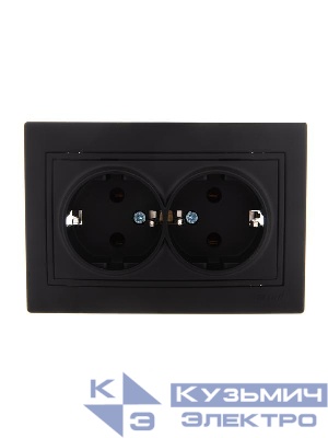 Розетка 2-м СП Mira 16А IP20 с заземл. керамика черн. бархат LEZARD 701-4242-127