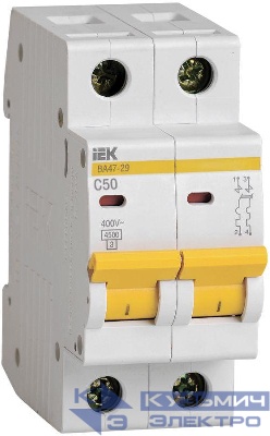 Выключатель автоматический модульный 2п C 50А 4.5кА ВА47-29 KARAT IEK MVA20-2-050-C