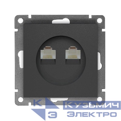 Розетка компьютерная 2-м СП Афина RJ45 кат.5E механизм графит Universal A1086-Gr