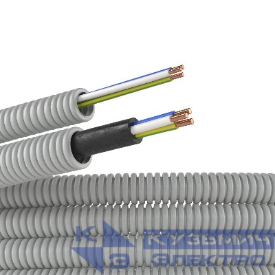 Труба гофрированная ПВХ гибкая d16мм с проводом ПВ-1(ПуВ) 3х1.5 РЭК ГОСТ+ сер. (уп.50м) DKC 9P91650