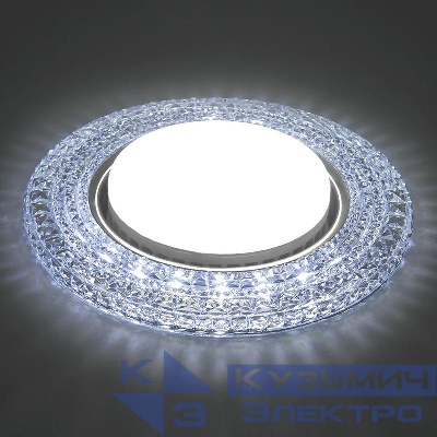 Светильник CD4020 15Вт GX53 встраив. без лампы со светодиод. подсветкой 20LEDх2835 SMD 6400К с драйвером в комплекте прозр. хром FERON 41293