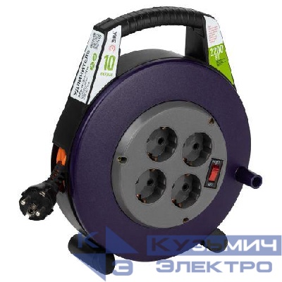 Удлинитель в закрыт. корпусе 4х10м с заземл. 10А с выкл. BPx-4e-3x1-10m ПВС 3x1 Эра Б0052927