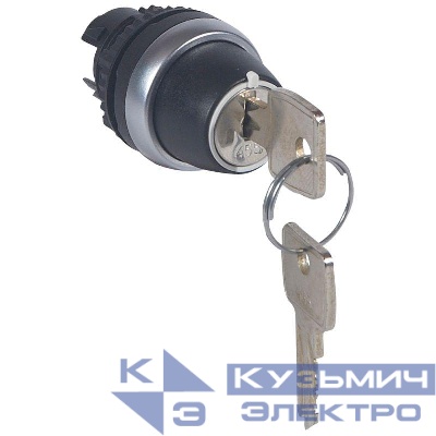 Головка переключателя с ключом 455 ручка 2полож. с возвр. в "0" 45град. (0 извл.-1) 12-2час черн. Osmoz Leg 023952