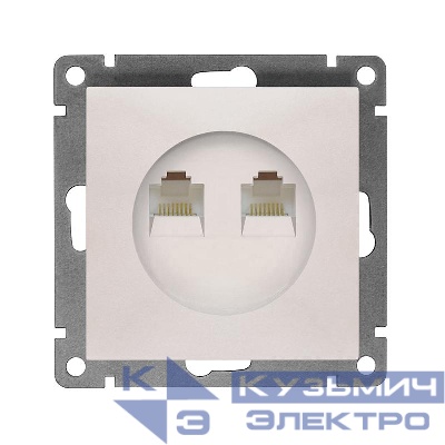 Розетка компьютерная 2-м СП Афина RJ45 кат.5E механизм жемчуж. Universal A1086-OBr
