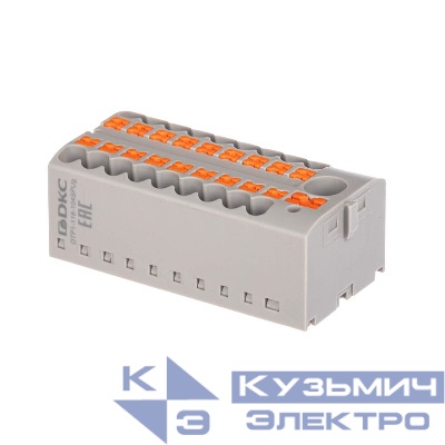 Блок распределительный зажим push-in 1 ввод 6кв.мм 18 точек подключения 2.5кв.мм сер. DKC DTP1-118-104SPUG