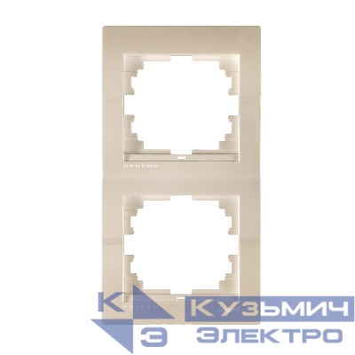 Рамка 2-м Deriy вертикал. жемчуж./бел. метал. LEZARD 702-3000-152