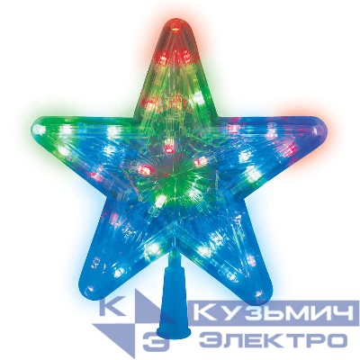 Украшение светодиодное для елки ULD-H2222-030/DTA MULTI STAR-1 "Звезда-1" 22см 30 светодиодов разноцвет. провод прозр. Uniel UL-00005492