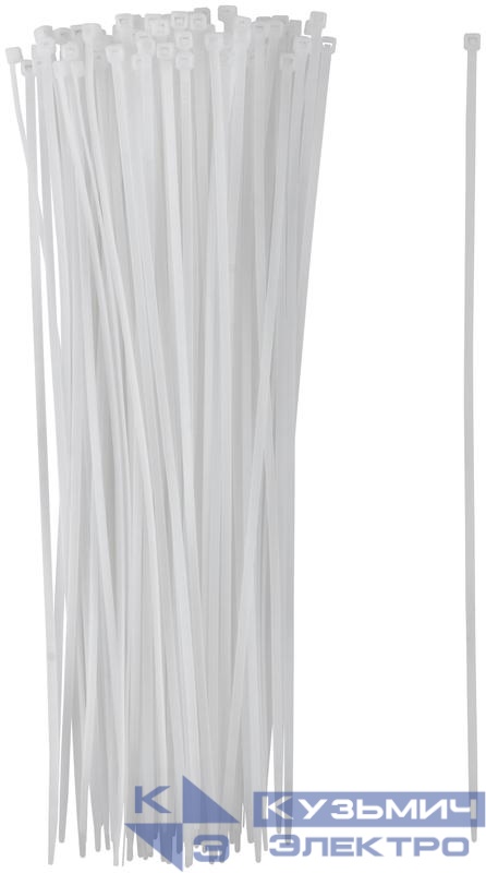 Хомут для проводов 3.6х300мм нейлон. бел. (уп.100шт) FIT 60371
