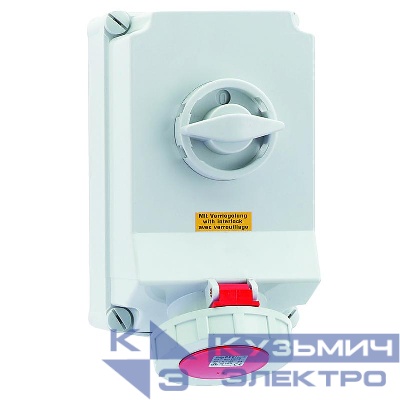 Розетка 63А 5п 6ч 400В IP67 260х160мм с блокировк. Bals 16602