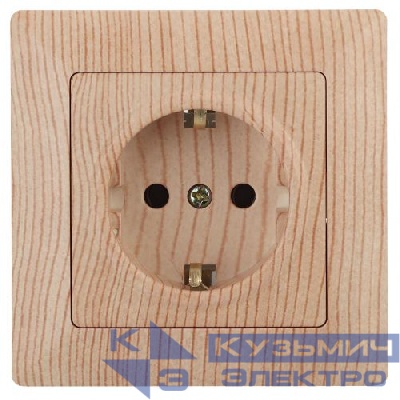 Розетка 1-м СП Solo 4-202-11 16А 250В IP20 2P+E Schuko с заземл. сосна Intro Б0053656