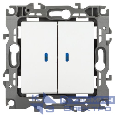 Выключатель 2-кл. Эра12 12-1105-01М 10А 250В 10AX с подсветкой механизм бел. матов. Эра Б0065702