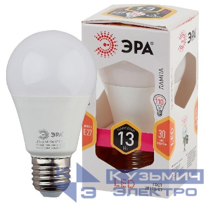 Лампа светодиодная A60-13W-827-E27 грушевидная 1040лм ЭРА Б0020536