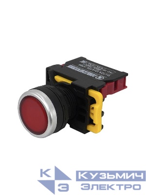 Выключатель кнопочный ВК22-EW3462 1НЗ цилиндр с подсветкой 220В d22мм IP65 красн. Электротехник ET006021
