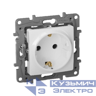 Розетка 1-м СП Etika 16А IP20 250В 2P+E с заземл. немецк. стандарт винтов. клеммы механизм бел. IEK 672221