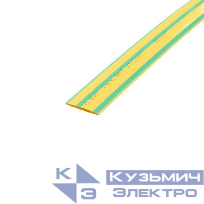 Трубка термоусадочная ТУТ нг 12.0/6.0 желт./зел. 1м (уп.50шт) Rexant 21-2007