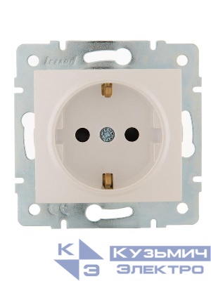 Розетка 1-м СП Karina с заземл. защ. шторки термопласт механизм жемчуж./бел. перламутр. LEZARD 707-3088-124B
