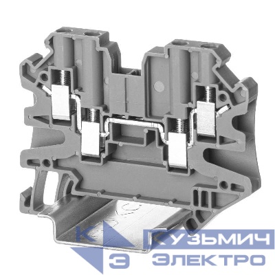 Клемма проходная винтовой зажим 4 точки подключен. 4 кв.мм сер. (уп.60шт) DKC TUR-4-QUATTRO