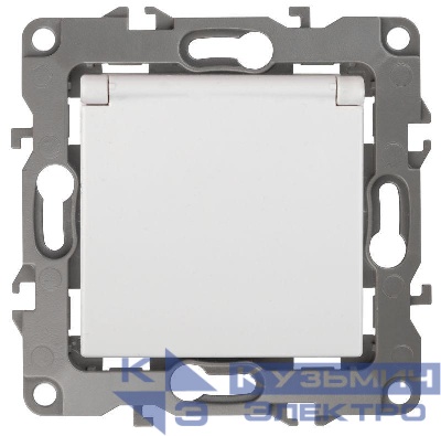 Розетка 1-м СП Эра12 12-2103-01 16А IP20 16AX 250В 2P+E Schuko защ. шторки с крышкой механизм бел. Эра Б0014693