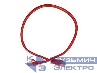 Патч-корд UTP4 cat 5e, 0,5м, ВС, LSZH, красный, литой коннектор NETKO Optima